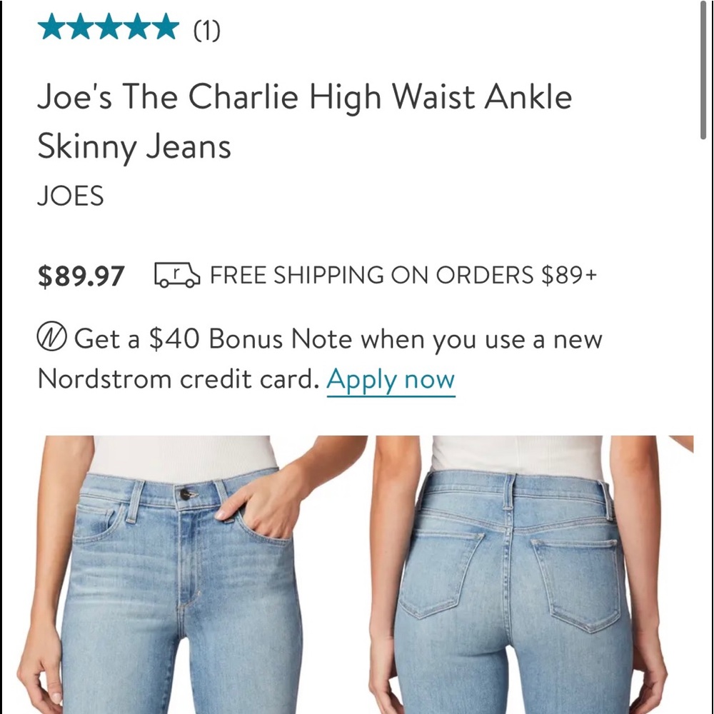 JOES skinny high rise jeans sz 25